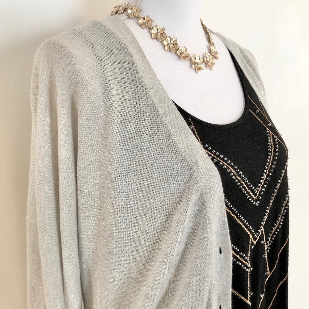 Women’s Gap Shimmery Boyfriend Slub Cardigan - Picture 3 of 11